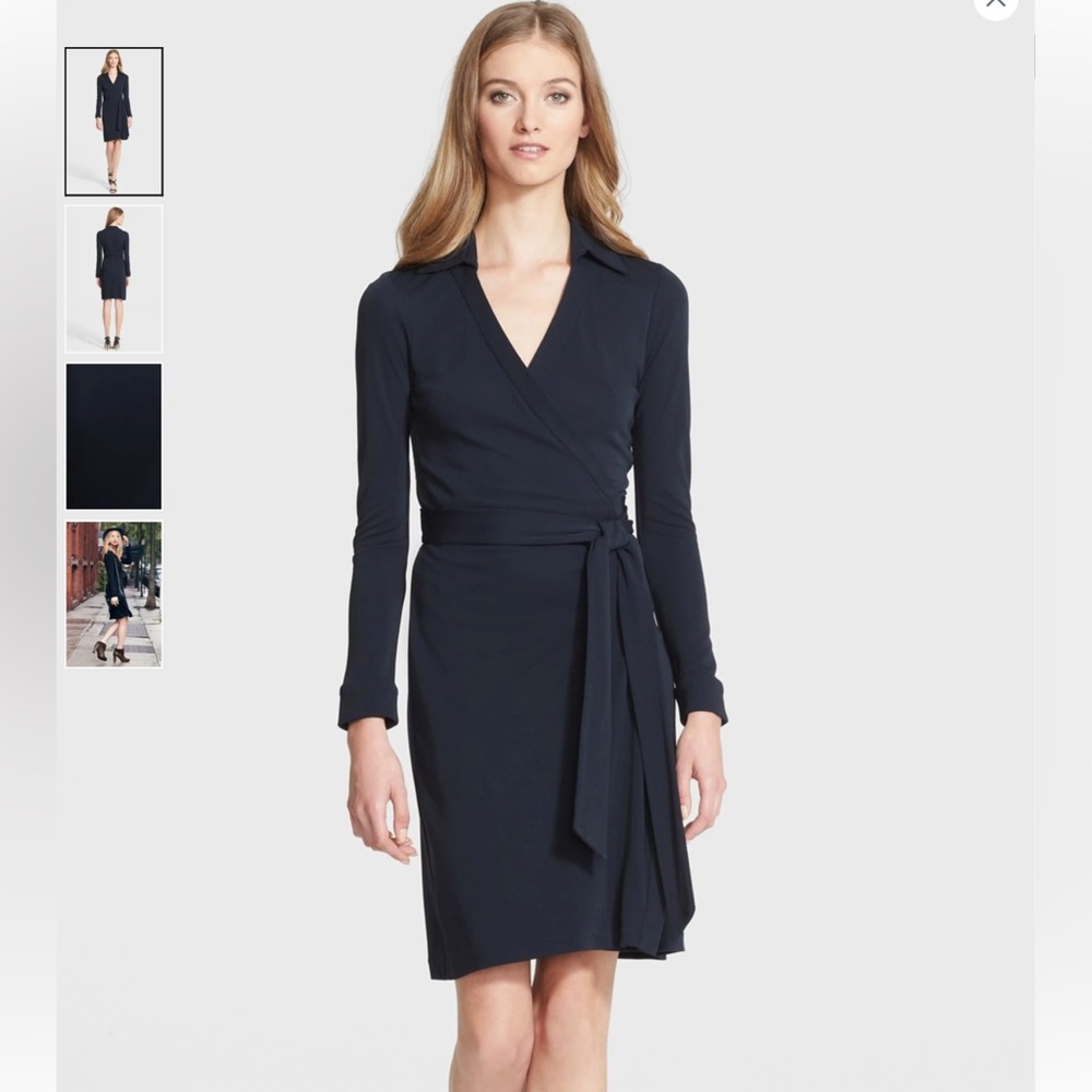 Diane von Furstenberg 'New Jeanne Two' Jersey Wrap Dress Black Size 4 - Picture 2 of 13